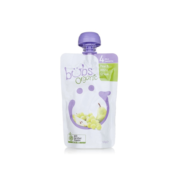 Bubs organic pear & white grapes pouch 6+ months 120g - Waitrose UAE & Partners - 9338078007029