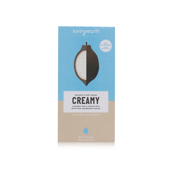 Loving Earth creamy coconut mylk chocolate with raw cacao 80g - Waitrose UAE & Partners - 9339709003052