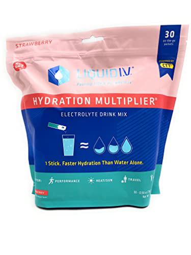 Liquid I.V. Hydration Multiplier Electrolyte Powder Easy Open Packets Supplement Drink Mix (Strawberry 30 Count) - 947124969205