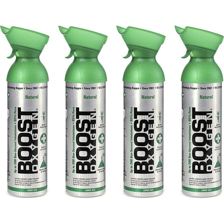 Boost Oxygen UXING 10 Liter Natural Pure Canned Oxygen Bottle Canister with Built In Mouthpiece for High Altitudes and Recovery Natural Flavor (4 Pack) - 970977915532