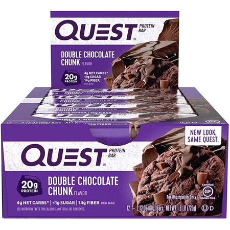 QuestKETALIC Nutrition Quest Pre/Post Workout Bars - Double Chocolate Chunk 12 Bars - 970977939842